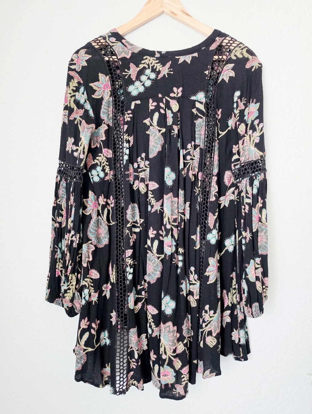 Free People Just The Two Of Us Top Tunic Dress Black Floral Botanical Women XS - Picture 14 of 16